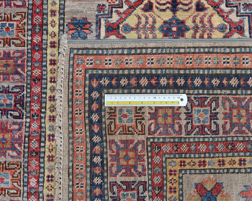 3x5 Gray Kazak Afghan Hand Knotted Geometric Wool Area Rug